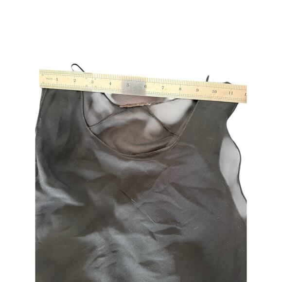 Vintage Sheer Silk Black Maxi Dress Bias Cut Medium Tank Gown Delicate Fairy - Picture 6 of 8